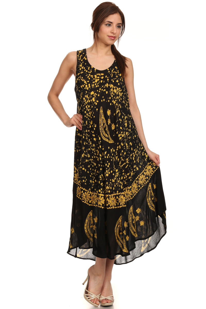 Sakkas Moon and Stars Batik Caftan Tank Dress / Cover Up