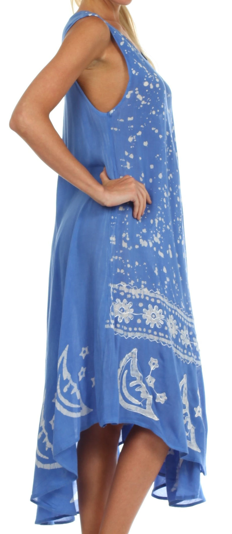 Sakkas Moon and Stars Batik Caftan Tank Dress / Cover Up