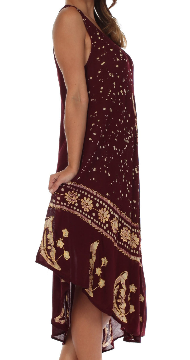 Sakkas Moon and Stars Batik Caftan Tank Dress / Cover Up