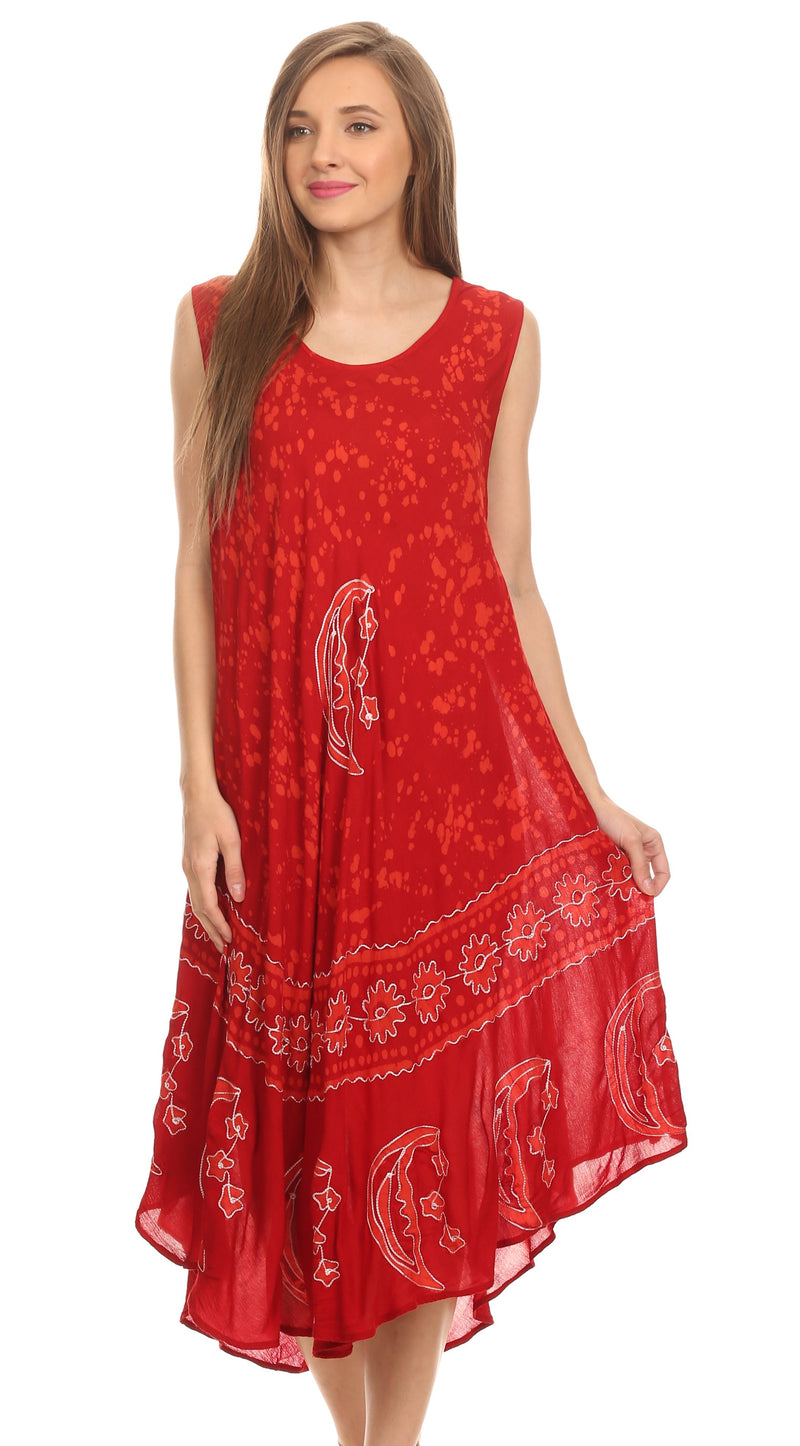 Sakkas Moon and Stars Batik Caftan Tank Dress / Cover Up