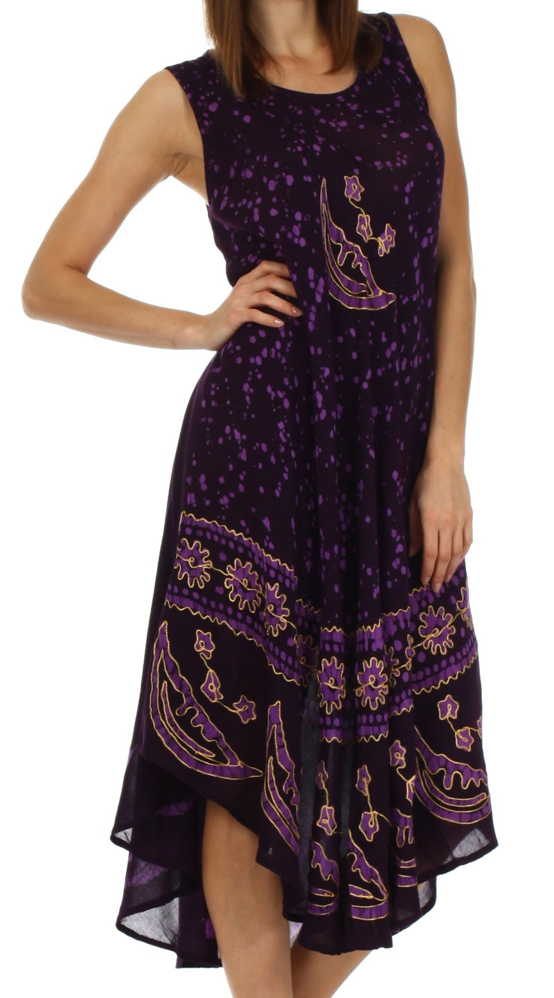 Sakkas Moon and Stars Batik Caftan Tank Dress / Cover Up