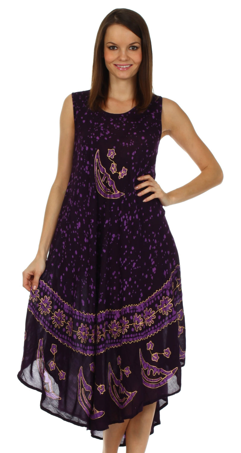 Sakkas Moon and Stars Batik Caftan Tank Dress / Cover Up