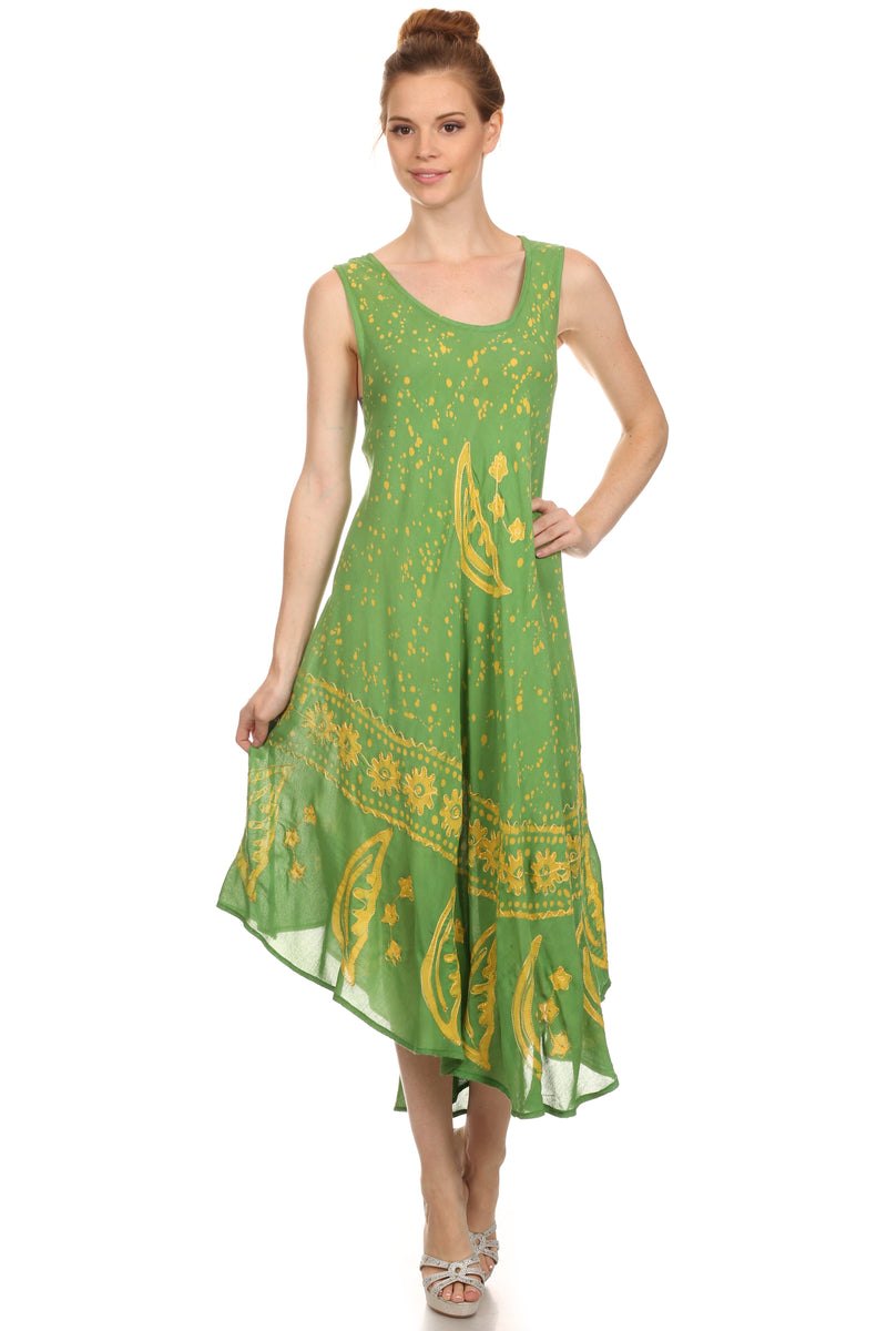 Sakkas Moon and Stars Batik Caftan Tank Dress / Cover Up