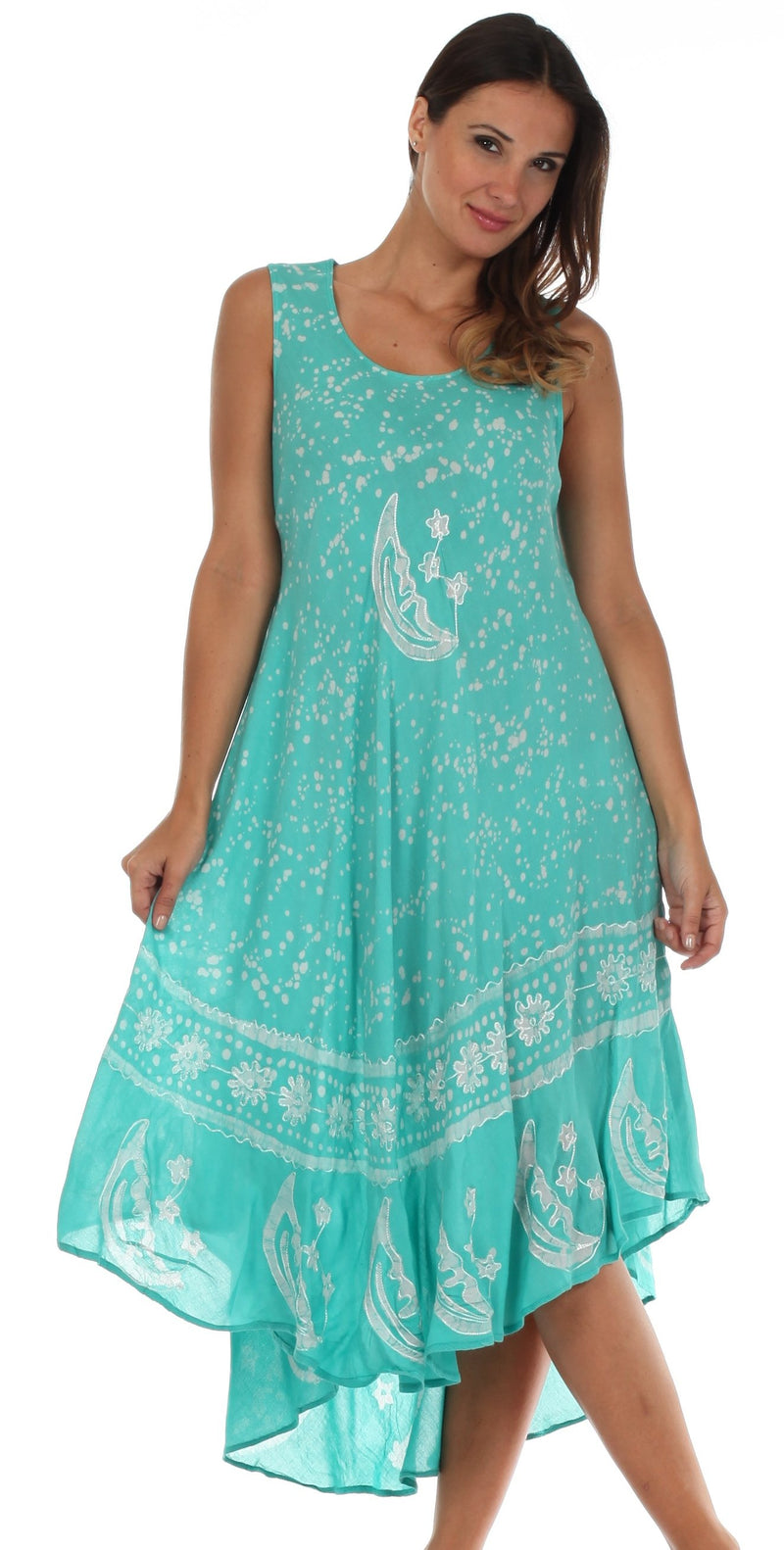 Sakkas Moon and Stars Batik Caftan Tank Dress / Cover Up