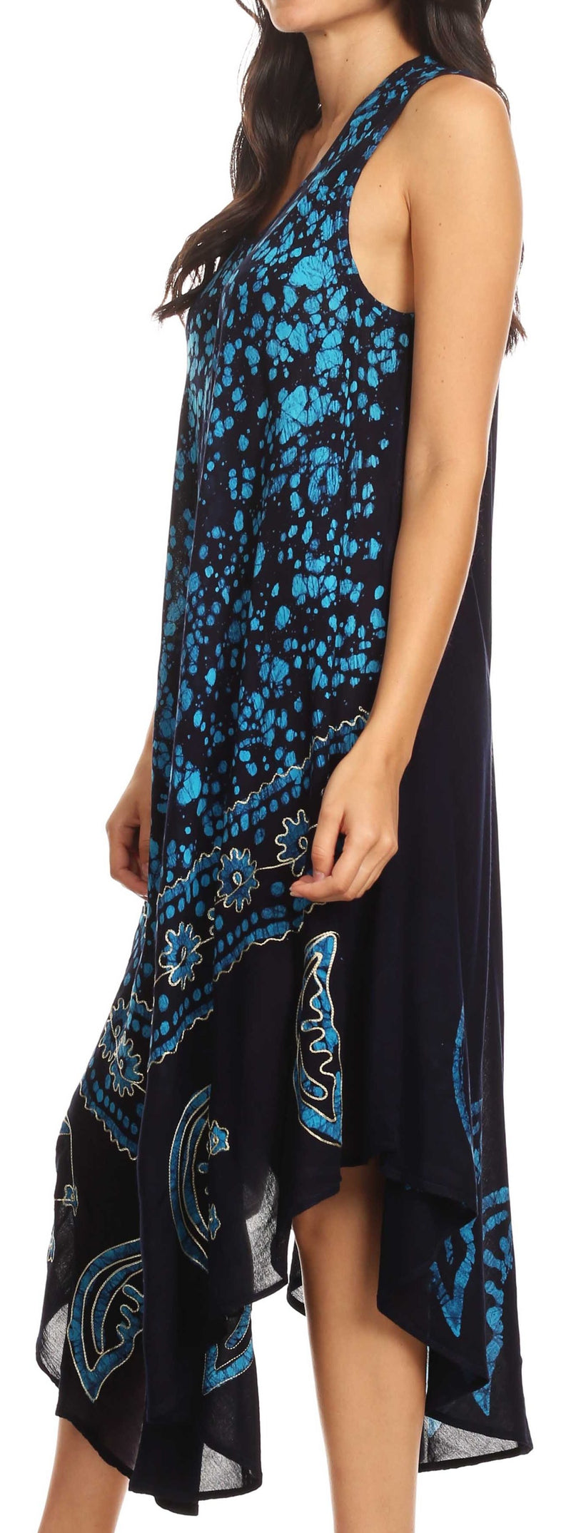 Sakkas Moon and Stars Batik Caftan Tank Dress / Cover Up