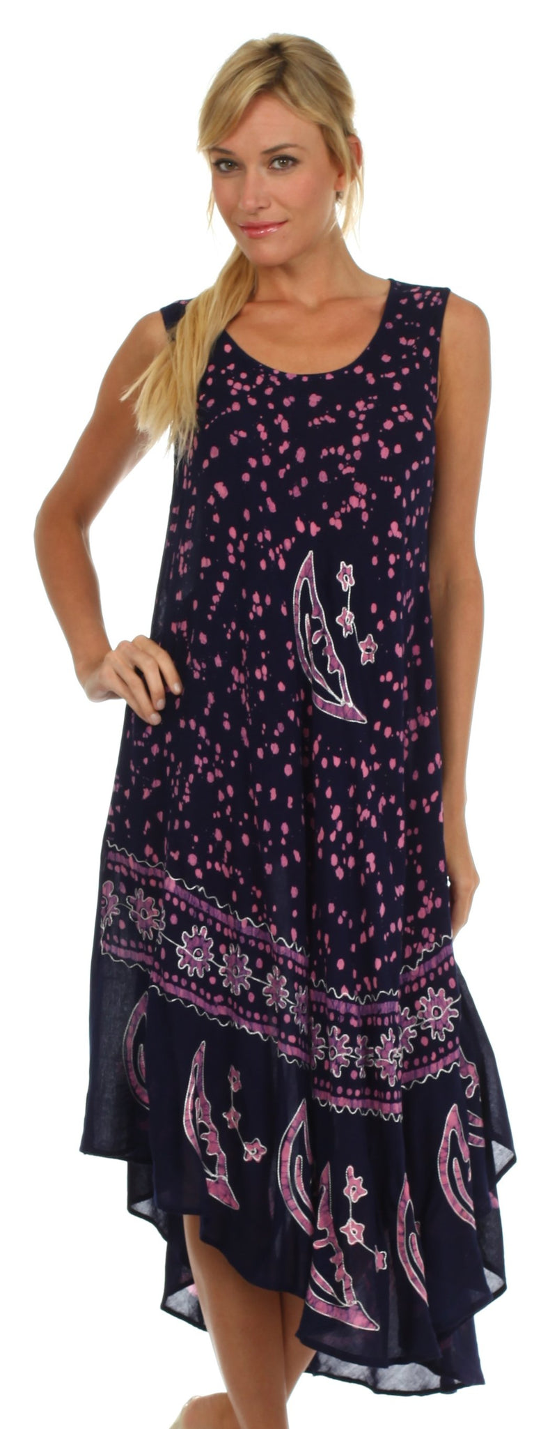 Sakkas Moon and Stars Batik Caftan Tank Dress / Cover Up