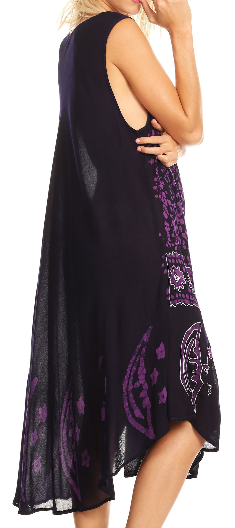 Sakkas Moon and Stars Batik Caftan Tank Dress / Cover Up