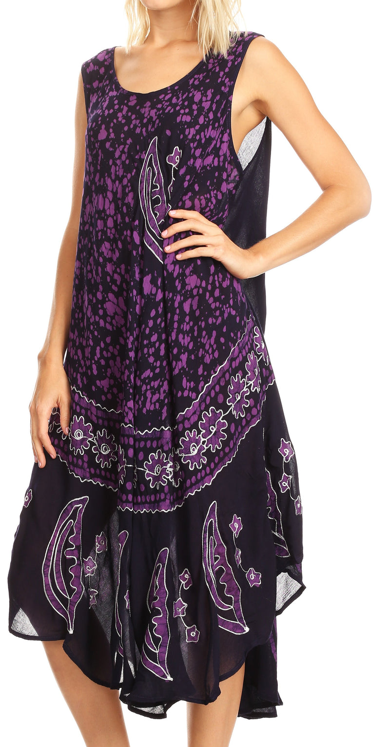 Sakkas Moon and Stars Batik Caftan Tank Dress / Cover Up