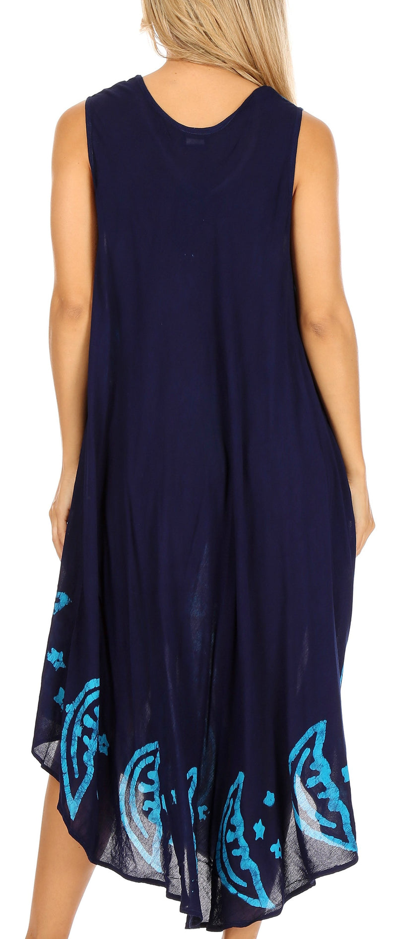 Sakkas Moon and Stars Batik Caftan Tank Dress / Cover Up