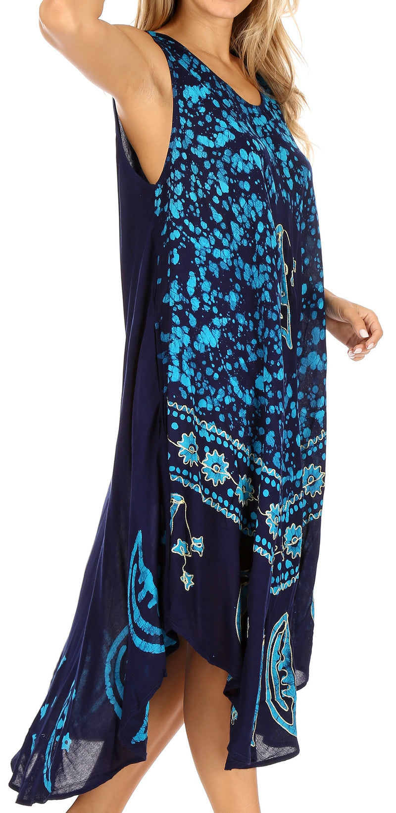 Sakkas Moon and Stars Batik Caftan Tank Dress / Cover Up