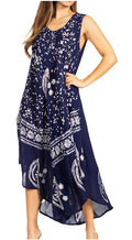 Sakkas Moon and Stars Batik Caftan Tank Dress / Cover Up#color_Navy/White