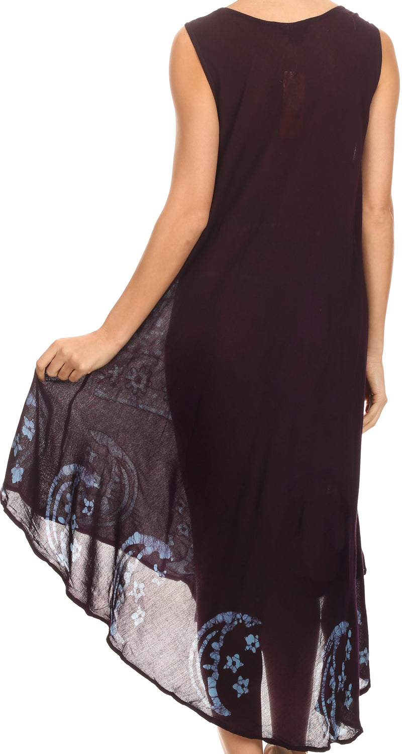 Sakkas Moon and Stars Batik Caftan Tank Dress / Cover Up