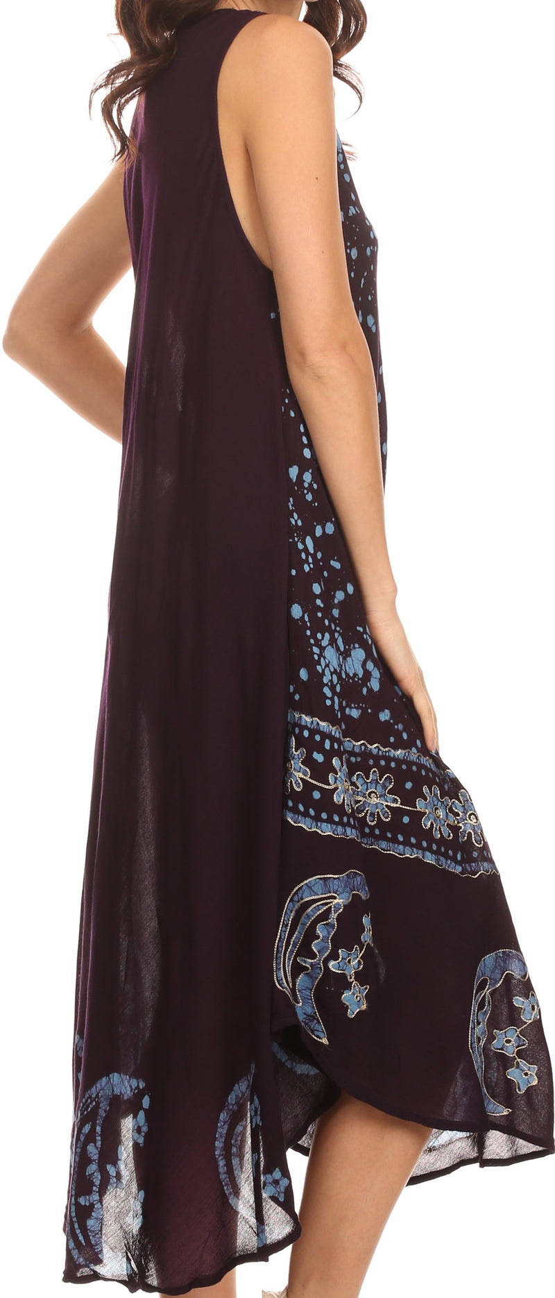 Sakkas Moon and Stars Batik Caftan Tank Dress / Cover Up