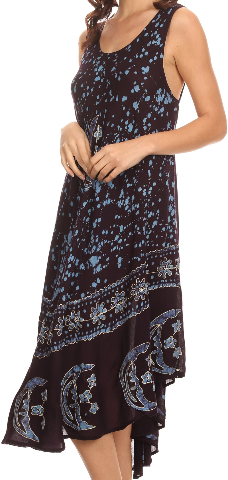 Sakkas Moon and Stars Batik Caftan Tank Dress / Cover Up