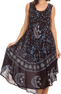 Sakkas Moon and Stars Batik Caftan Tank Dress / Cover Up#color_PowderBlue