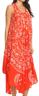 Sakkas Moon and Stars Batik Caftan Tank Dress / Cover Up