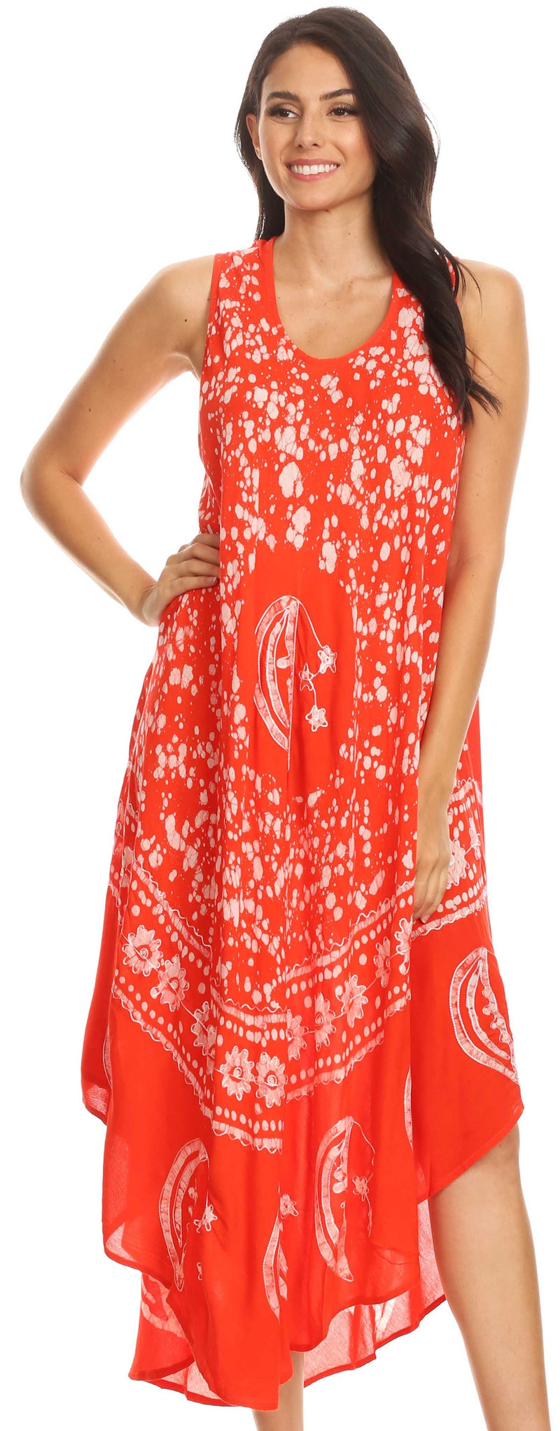 Sakkas Moon and Stars Batik Caftan Tank Dress / Cover Up