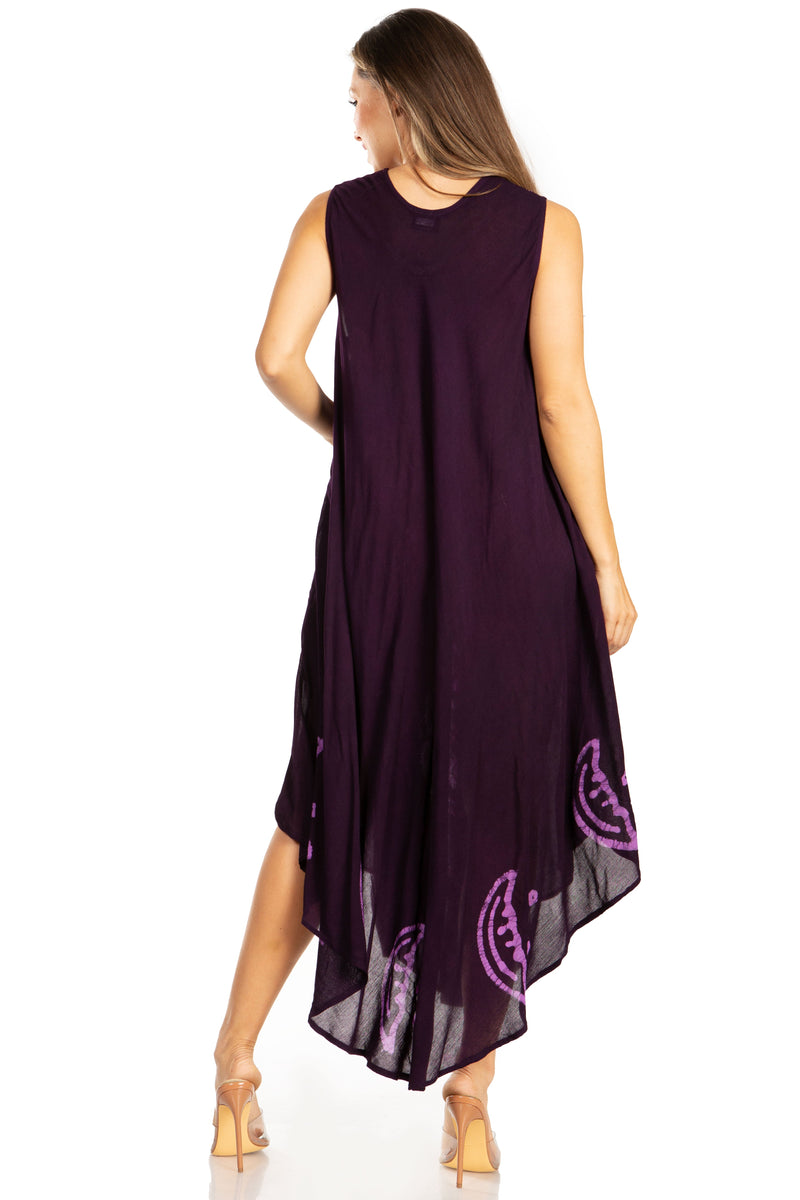 Sakkas Moon and Stars Batik Caftan Tank Dress / Cover Up