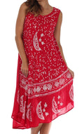 Sakkas Moon and Stars Batik Caftan Tank Dress / Cover Up#color_Raspberry