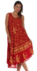 Sakkas Moon and Stars Batik Caftan Tank Dress / Cover Up