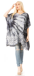 Sakkas Marcy Women's Caftan Top Tunic Dress V neck Loose Summer Boho Swing Coverup