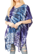 Sakkas Marcy Women's Caftan Top Tunic Dress V neck Loose Summer Boho Swing Coverup#color_1036-Purple