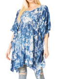 Sakkas Marcy Women's Caftan Top Tunic Dress V neck Loose Summer Boho Swing Coverup#color_1038-Blue