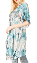 Sakkas Marcy Women's Caftan Top Tunic Dress V neck Loose Summer Boho Swing Coverup