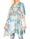 Sakkas Marcy Women's Caftan Top Tunic Dress V neck Loose Summer Boho Swing Coverup#color_1038-Grey