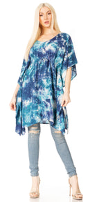 Sakkas Marcy Women's Caftan Top Tunic Dress V neck Loose Summer Boho Swing Coverup