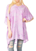 Sakkas Marcy Women's Caftan Top Tunic Dress V neck Loose Summer Boho Swing Coverup#color_Purple