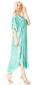 Sakkas Maitte Women's V neck Caftan Dress Cover-up Beach Print Kaftan Long Boho