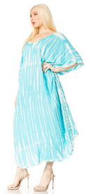 Sakkas Maitte Women's V neck Caftan Dress Cover-up Beach Print Kaftan Long Boho
