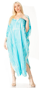 Sakkas Maitte Women's V neck Caftan Dress Cover-up Beach Print Kaftan Long Boho