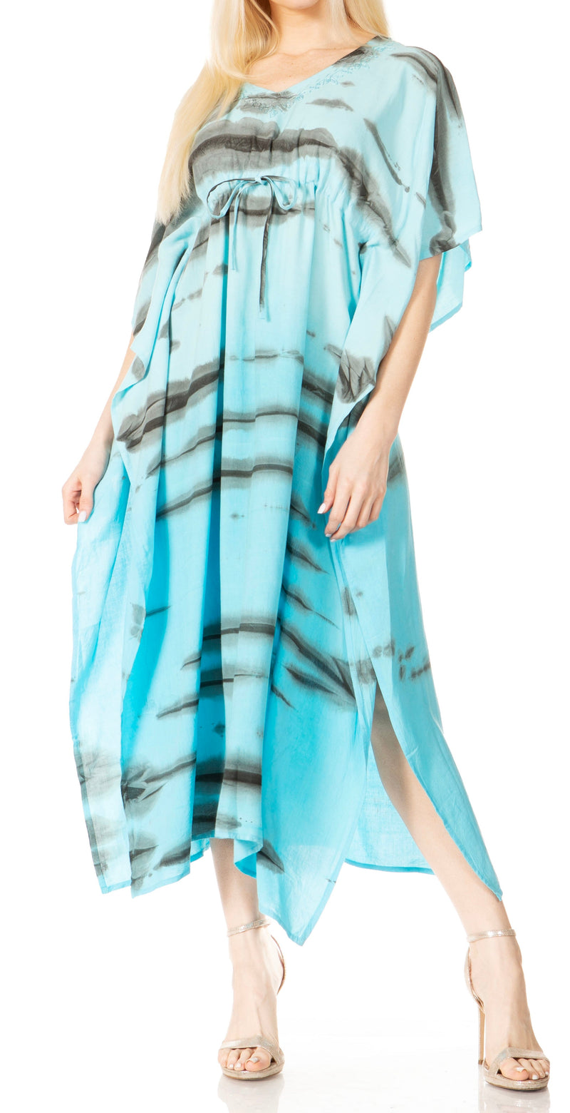 Sakkas Maitte Women's V neck Caftan Dress Cover-up Beach Print Kaftan Long Boho