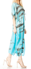 Sakkas Maitte Women's V neck Caftan Dress Cover-up Beach Print Kaftan Long Boho