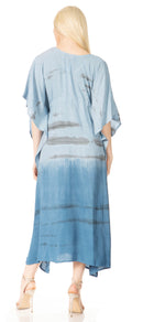 Sakkas Maitte Women's V neck Caftan Dress Cover-up Beach Print Kaftan Long Boho