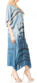 Sakkas Maitte Women's V neck Caftan Dress Cover-up Beach Print Kaftan Long Boho