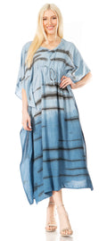 Sakkas Maitte Women's V neck Caftan Dress Cover-up Beach Print Kaftan Long Boho#color_Grey