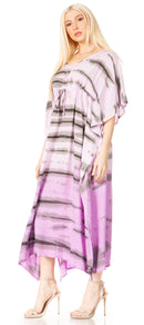 Sakkas Maitte Women's V neck Caftan Dress Cover-up Beach Print Kaftan Long Boho