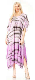 Sakkas Maitte Women's V neck Caftan Dress Cover-up Beach Print Kaftan Long Boho#color_Purple