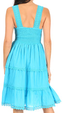 Sakkas Womens Presta Roman Sleeveless Lined Tank Top Dress With Embroidery Lace Design