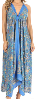 Sakkas Jani Women's Casual Summer Sleeveless Spaghetti Strap Maxi Dress Adjustable#color_9901-Blue