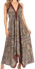 Sakkas Jani Women's Casual Summer Sleeveless Spaghetti Strap Maxi Dress Adjustable#color_9901-Brown