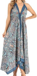 Sakkas Jani Women's Casual Summer Sleeveless Spaghetti Strap Maxi Dress Adjustable#color_9901-TealBlue