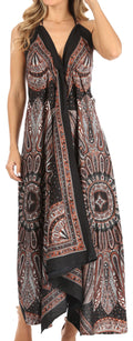 Sakkas Jani Women's Casual Summer Sleeveless Spaghetti Strap Maxi Dress Adjustable#color_Black