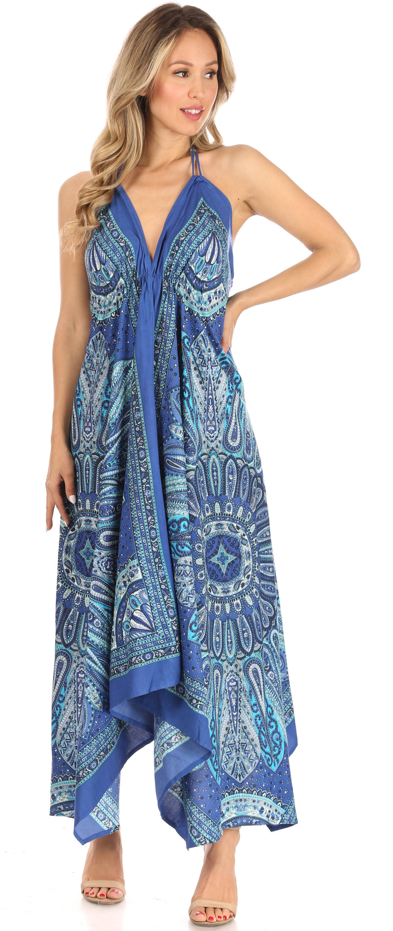 Sakkas Jani Women's Casual Summer Sleeveless Spaghetti Strap Maxi Dress Adjustable