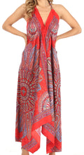 Sakkas Jani Women's Casual Summer Sleeveless Spaghetti Strap Maxi Dress Adjustable#color_Red