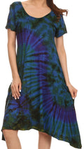 Sakkas  Clair Scoop Neck Cap Sleeve Tie Dye Dress#color_RoyalBlue