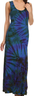 Sakkas Dee  Scoop Neck Tie Dye Sleeveless Long Dress#color_RoyalBlue